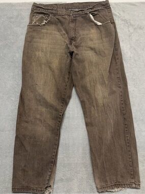 Vtg Y2K Joker Brand Jeans Baggy JNCO Style Skater Wide Leg Brown Thrashed 38x30